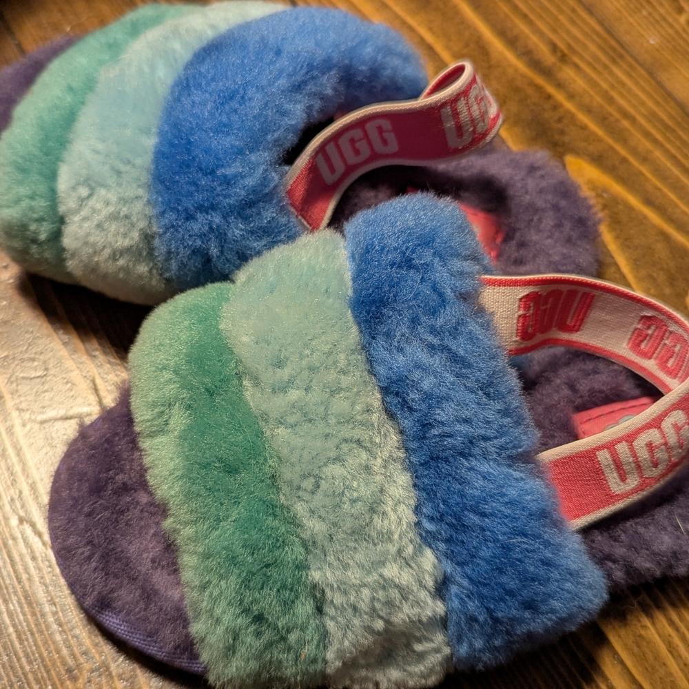 UGG Pride Fluff Yeah GirlsColorful Fluffy Slippers with Strap